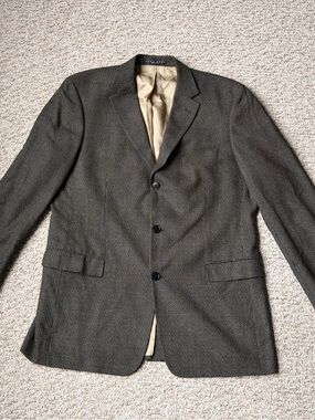 Hugo Boss Rossellini Blazer 44L Silk Wool Micro Check Tweed Barneys New York USA